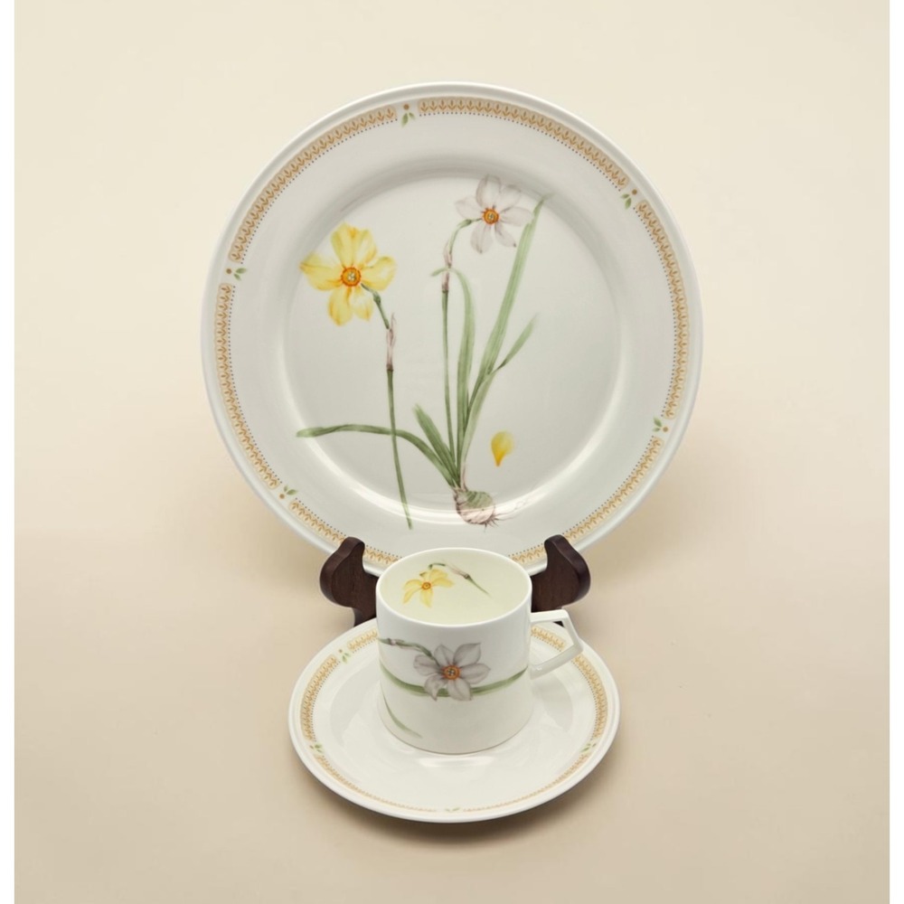 Mikasa Nature's Garden December Narcissus Dinner Plate,‎ Teacup & Saucer Set